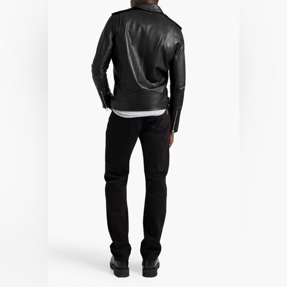 IRO Men’s Aronew Black Leather Biker Jacket NWT - Picture 3 of 12